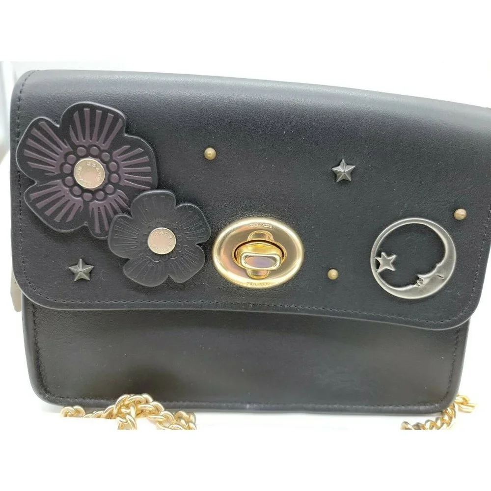 COACH Custom Made Small Turnlock Chain Crossbody STUDS APPLIQUE 3PC